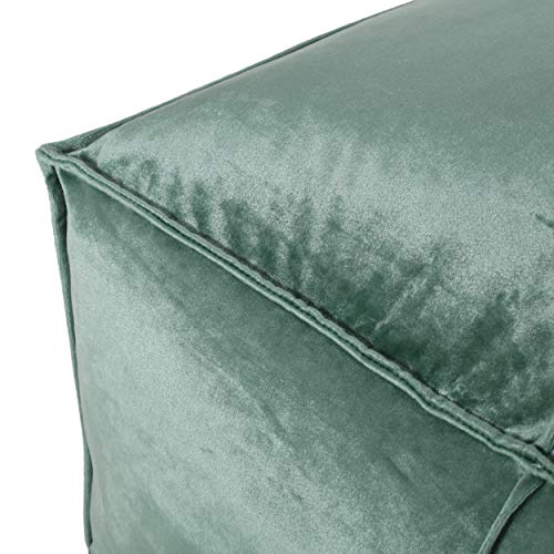 Christopher Knight Home Harrison Modern Glam Velvet Square Bean Bag Ottoman, Turquoise