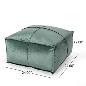 Christopher Knight Home Harrison Modern Glam Velvet Square Bean Bag Ottoman, Turquoise