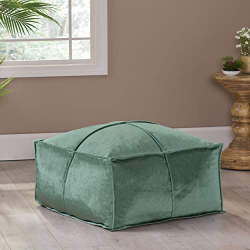 Christopher Knight Home Harrison Modern Glam Velvet Square Bean Bag Ottoman, Turquoise