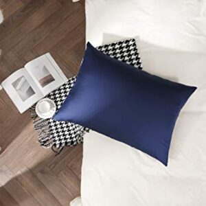 100% Mulberry Silk Pillowcase for Hair and Skin, Both Side 19 Momme Silk with Hidden Zipper,2 Pack (Navy Blue, Standard)