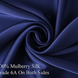 100% Mulberry Silk Pillowcase for Hair and Skin, Both Side 19 Momme Silk with Hidden Zipper,2 Pack (Navy Blue, Standard)