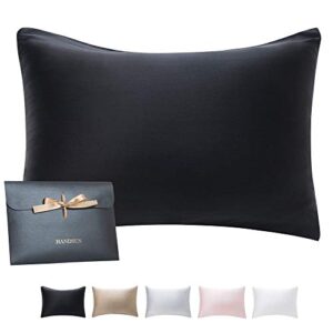 handsun 100% mulberry silk pillowcase, breathable silk pillowcase for hair and skin, silk standard pillow cases with hidden zipper (20"x26", 1 pack with gift package)