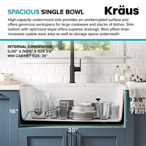 KRAUS Bellucci Workstation 32-inch Undermount Granite Composite Single Bowl Kitchen Sink in White with Accessories, KGUW1-33WH