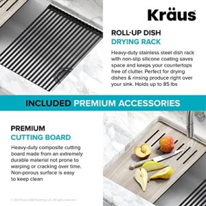 KRAUS Bellucci Workstation 32-inch Undermount Granite Composite Single Bowl Kitchen Sink in White with Accessories, KGUW1-33WH