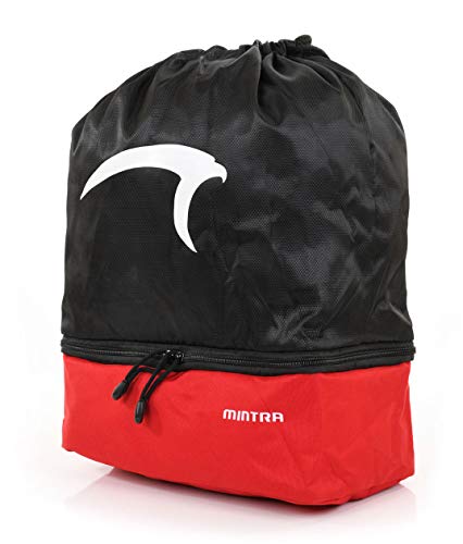 Mintra Sports Drawstring Bags - (Black/Red, Stellar (12in x 18in)) Backpack, Cinch Sackpack, Bag, String, Sports, Gym, Waterproof, Unisex , Used for Gym, Sport, Workout