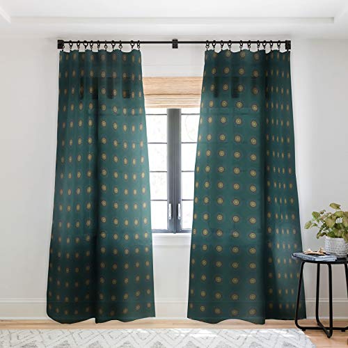 Deny Designs 74090-shwc02 Sheila Wenzel Ganny Emerald Gold Boho Mandala Sheer Curtains, 50" x 96", Green