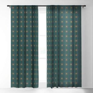 Deny Designs 74090-shwc02 Sheila Wenzel Ganny Emerald Gold Boho Mandala Sheer Curtains, 50" x 96", Green