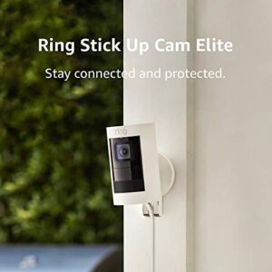 Ring Stick Up Cam Elite, Indoor/Outdoor Power HD Security Camera with Two-Way Talk, Night Vision, Works with Alexa - White