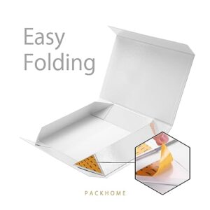 PACKHOME Gift Box 11x7.8x2.3 Inches, Gift Box with Lid, Sturdy Shirt Box with Magnetic Lid for Wrapping Gifts (Glossy Metallic White)