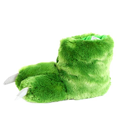 Millffy Funny Bear Paw Slippers Adult Monster Dino Slippers for Toddler Boys Dinosaur Slippers for Kids Adults (Green Dinosaur, X-Large)