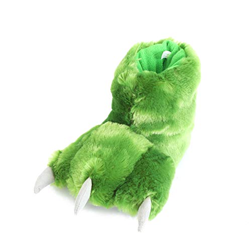 Millffy Funny Bear Paw Slippers Adult Monster Dino Slippers for Toddler Boys Dinosaur Slippers for Kids Adults (Green Dinosaur, X-Large)