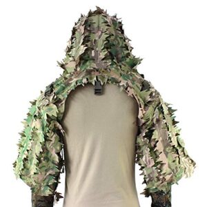 rocotactical sniper ghillie viper hood with 3d laser-cut leaves, tactical ghillie suit foundation for wargame, hunting, airsoft, sniper coat, cp multicam