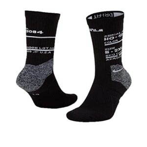 nike men`s lebron elite crew socks 1 pair (black(ck6784-010)/w, medium)