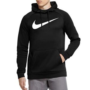 nike therma men's pullover swoosh training hoodie cu6238-010 size l black/white