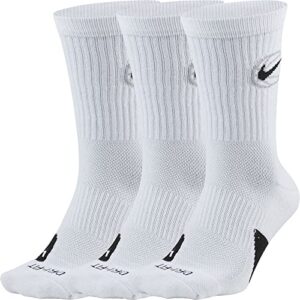 nike men`s everyday crew basketball socks 3 pack (multi-color(da2123-100)/white, large)