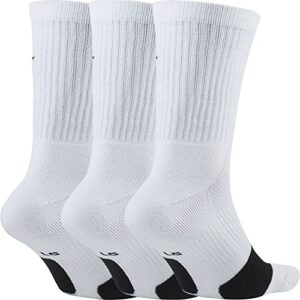 Nike Men`s Everyday Crew Basketball Socks 3 Pack (Multi-Color(DA2123-100)/White, Large)