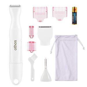 othos multi-functional electric trimmer kit for women, bikini trimmer, nose & eyebrow trimmer, foil shaver all in one device, wet and dry use, waterproof, aa battery operated (included)