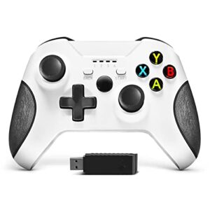zamia wireless controller for xbox one, enhanced gamepad 2.4ghz game controller compatible with xbox one/one s/one x/series x/s/elite/pc with built-in dual vibration/6-axis motion sensor (white)