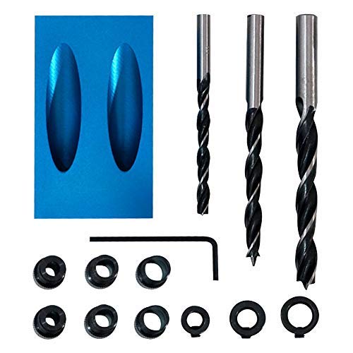 ZLMONDEE 14Pcs Pocket Hole Jig Kit, 15 Degree Woodworking Inclined Hole Jig with 6/8/10mm Drive Adapter for Woodworking Angle Drilling Holes, Angle Carpentry Locator Jig