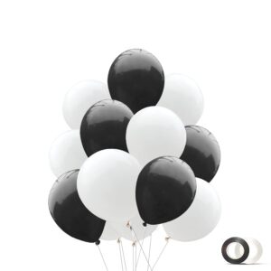 100pcs 12 inch balloons (black and white balloons), eufars premium thickened latex balloons for black and white party decorations
