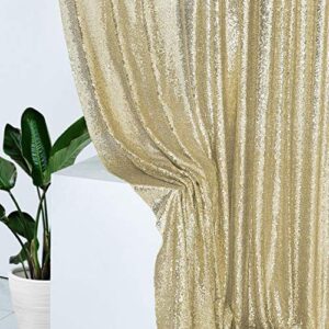 2×8FT-2PCS Champagne Gold Sequin Backdrop Curtains Panels, Photography Backdrop Glitter Curtains Fabric Background for Christmas Wedding Party Decor