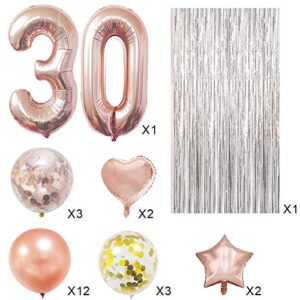 30th birthday decorations for her - Rose Gold 30th Birthday Party Supplies 30th Number Balloons happy 30th birthday decorations