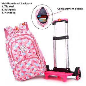 Girls Rolling Backpack Kids Backpack with wheels for Middle school Trolley Luggage