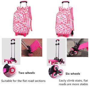 Girls Rolling Backpack Kids Backpack with wheels for Middle school Trolley Luggage