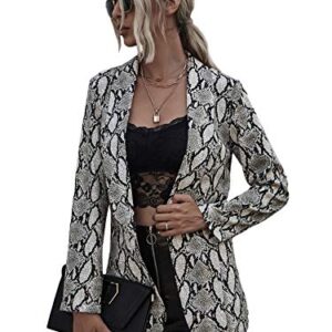 Floerns Women's Long Sleeve Open Front Snakeskin Print Blazer Outerwear Multicolor-4 XL