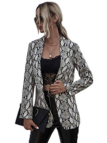 Floerns Women's Long Sleeve Open Front Snakeskin Print Blazer Outerwear Multicolor-4 XL