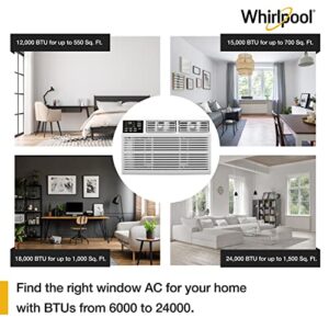 Whirlpool WHHW242AW 24,000 230V Window-Mounted Air Conditioner with Heat, Cools Rooms Up to 1,500 Sq. Ft, with Remote Control and Timer, 24000 BTU, White