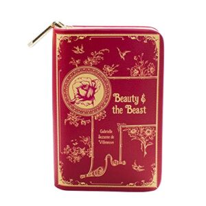 well read beauty and the beast book themed zip around wallet for book lovers- ideal literary gift for book club, readers & bookworms - vegan faux leather clutch