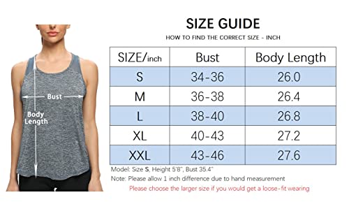 CNJUYEE Workout Tops for Women Soft Mesh Racerback Yoga Shirts Athletic Running Breathable Tank Grey