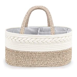 baby diaper caddy organizer, stylish cotton rope baby basket nursery storage organizer for changing table, maliton extra large diaper caddy for baby stuff, baby registry must haves