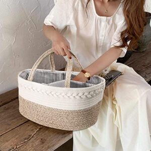 Baby Diaper Caddy Organizer, Stylish Cotton Rope Baby Basket Nursery Storage Organizer for Changing Table, Maliton Extra Large Diaper Caddy for Baby Stuff, Baby Registry Must Haves