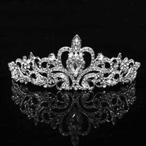 cocide silver tiara crowns crystal headband princess rhinestone crown with combs bride headbands bridal wedding prom birthday party hair accessories jewelry for women girls