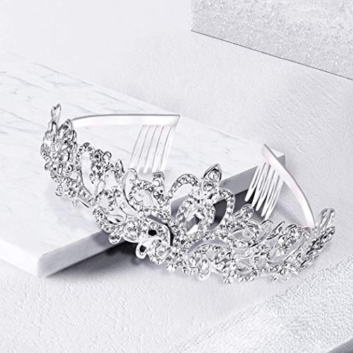 COCIDE Silver Tiara Crowns Crystal Headband Princess Rhinestone Crown with Combs Bride Headbands Bridal Wedding Prom Birthday Party Hair Accessories Jewelry for Women Girls