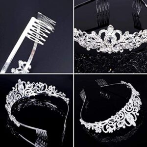 COCIDE Silver Tiara Crowns Crystal Headband Princess Rhinestone Crown with Combs Bride Headbands Bridal Wedding Prom Birthday Party Hair Accessories Jewelry for Women Girls