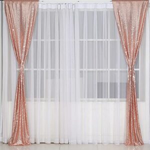 Sequin Backdrop Curtain Eternal Beauty Glitter Sequin Background for Wedding Party Decor (2 Panels, W2 x H8FT,Rose Gold)