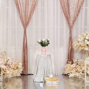 Sequin Backdrop Curtain Eternal Beauty Glitter Sequin Background for Wedding Party Decor (2 Panels, W2 x H8FT,Rose Gold)