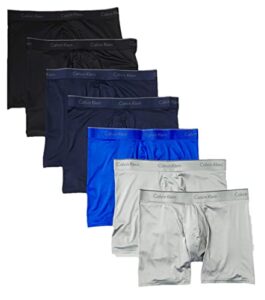 calvin klein men's micro stretch 7-pack boxer brief, 2 black, 2 blue shadow, 2 medium grey, 1 cobalt water, m