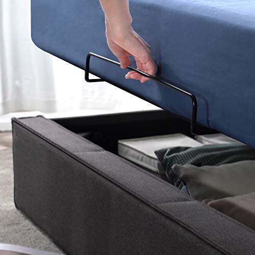 ZINUS Finley Upholstered Platform Bed Frame with Lifting Storage / Hydraulic Lifting Under Bed Storage / No Box Spring Needed / Easy Assembly, Full