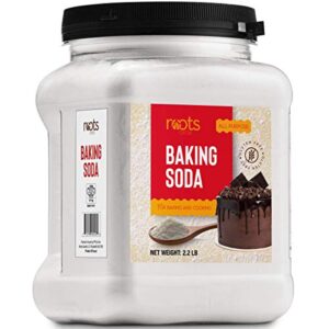 roots circle baking soda | bulk pack 1 [35.2oz] airtight container | gluten-free all-purpose sodium bicarbonate for cooking & baking|all-natural cleaning agent & deodorizer for fridge, carpet, laundry
