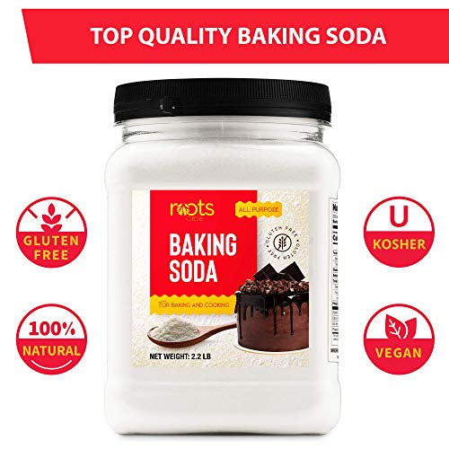 Roots Circle Baking Soda | Bulk Pack 1 [35.2oz] Airtight Container | Gluten-Free All-Purpose Sodium Bicarbonate for Cooking & Baking|All-Natural Cleaning Agent & Deodorizer for Fridge, Carpet, Laundry