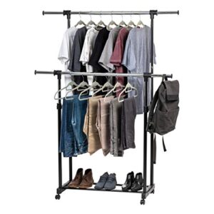 iris usa adjustable and extendable double-rod clothes garment rack