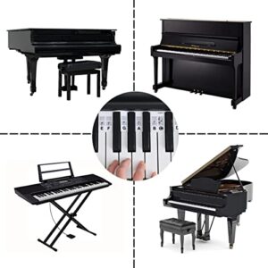 Removable Piano Keyboard Note Labels - Silicone Piano Notes Guide for Beginner, Piano Key Music Notes Letter Label Without Stickers for 88/61 Key Full Size (Black 88)