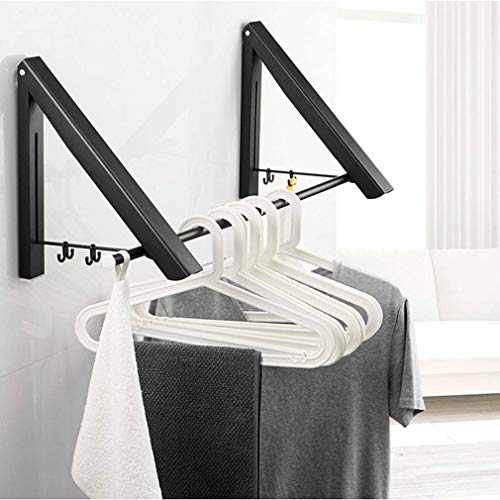 TYXTYX Wall Mounted Folding Clothes Hanger, Retractable Clothes Hanger, for Laundry Room, Garage, Indoor & Outdoor Use, Aluminum,White,Double +40cm Pole