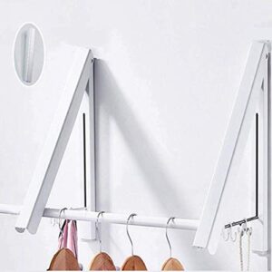 tyxtyx wall mounted clothes hanger, aluminum foldable clothes, waterproof indoor outdoor, coat racks home storage organiser space savers,white,double +80cm pole