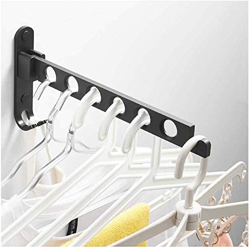 TYXTYX Clothes, Laundry Hangers Wall Mount, Wall Mounted Folding Clothes Hanger, Indoor Outdoor Wall Mounted Clothes Hanger Black,2pcs+80cm Pole