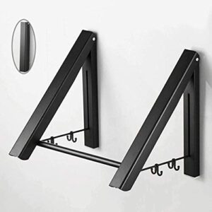 tyxtyx wall mounted clothes hanger, aluminum foldable clothes, waterproof indoor outdoor, coat racks home storage organiser space savers,black,double +120cm pole